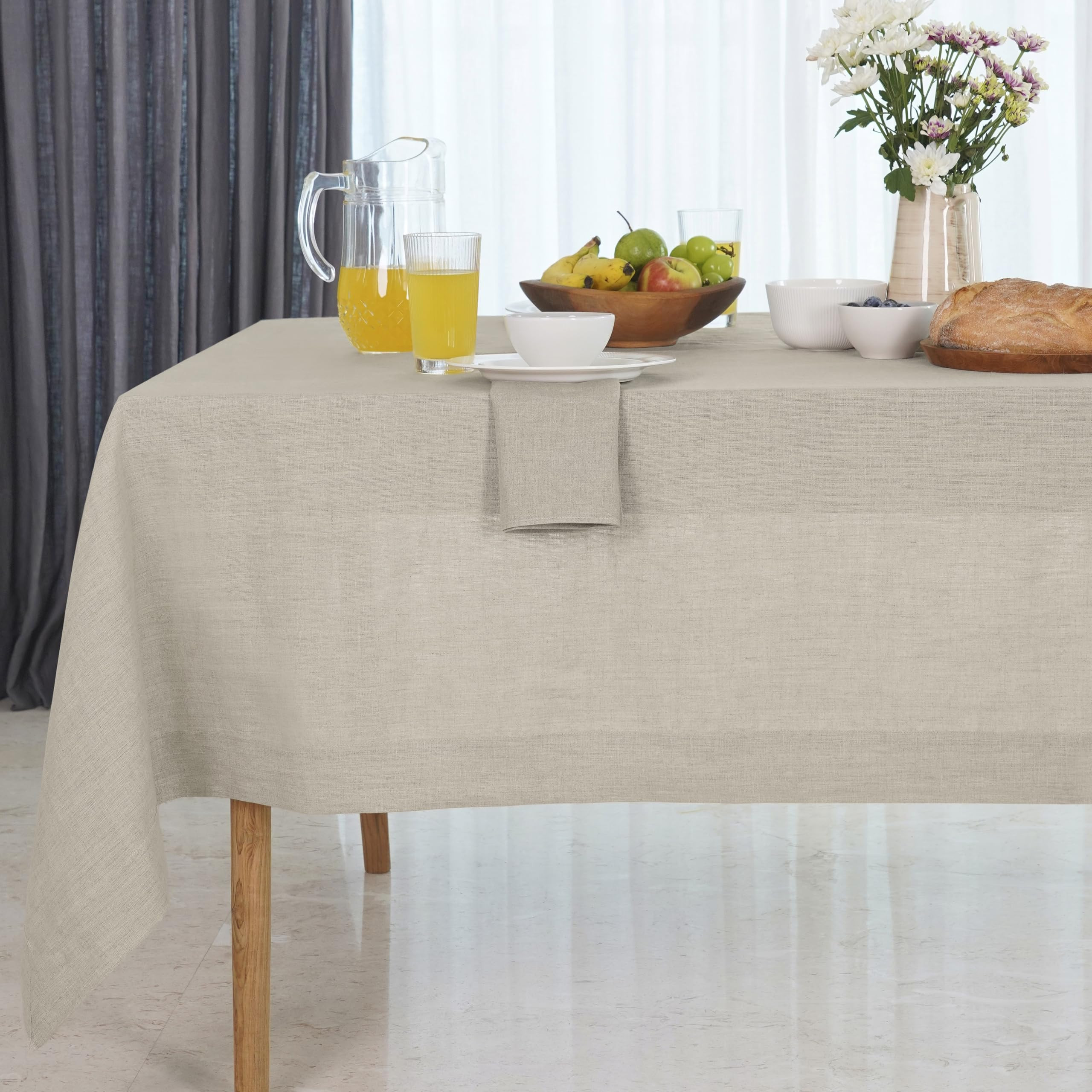D'Moksha Homes Natural Linen Tablecloth 60 x 120 Inch - 100% Pure Linen Tablecloth for Rectangle ... | Amazon (US)