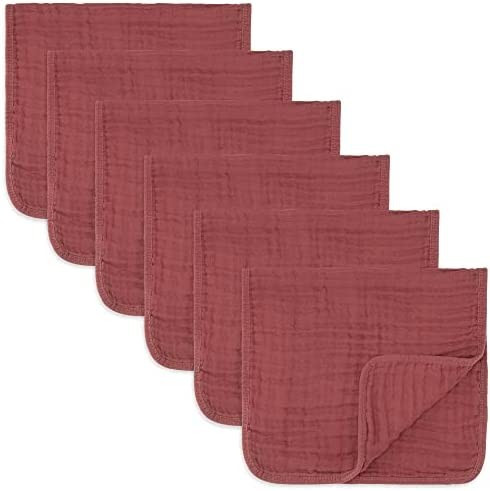 Muslin Burp Cloths 6 Pack Large 100% Cotton Hand Washcloths 6 Layers Extra Absorbent and Soft (Wi... | Amazon (US)