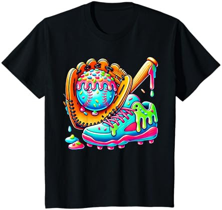 Ice Cream Drip Baseball Stuff Baseball Drip for Boys Graphic T-Shirt | Amazon (US)