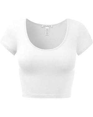 Women's Cotton Basic Scoop Neck Crop Top Short Sleeve Tops | Amazon (US)