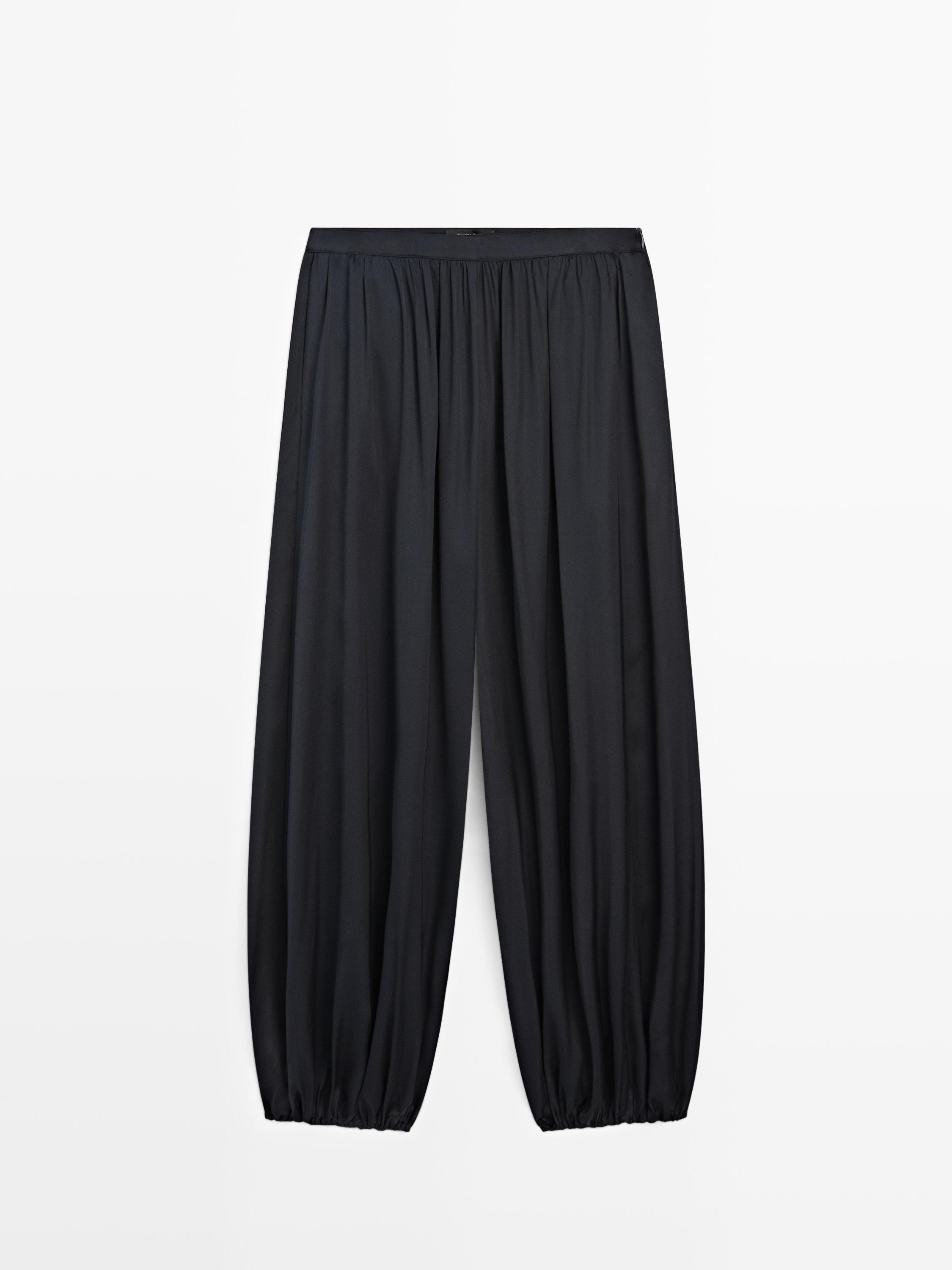 Balloon fit satin pants | Massimo Dutti UK