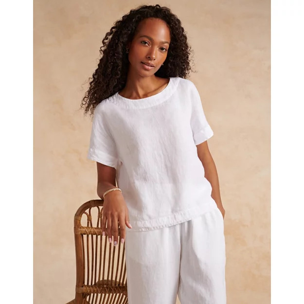 Linen Rib Side T-Shirt | Tops & Blouses | The White Company | The White Company (UK)