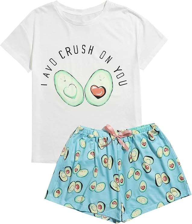 DIDK Women's Cute Cartoon Print Tee and Shorts Pajama Set | Amazon (US)