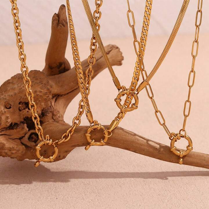 1pc Chic Waterproof Stainless Steel Jewelry Snake Paperclip Chain Necklace With Openable OT Clasp... | SHEIN