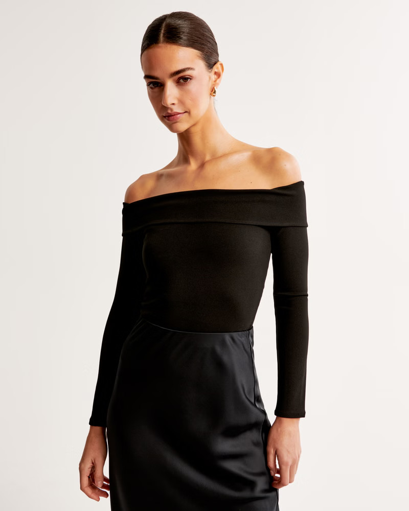 Women's Long-Sleeve Off-The-Shoulder Top | Women's Tops | Abercrombie.com | Abercrombie & Fitch (US)