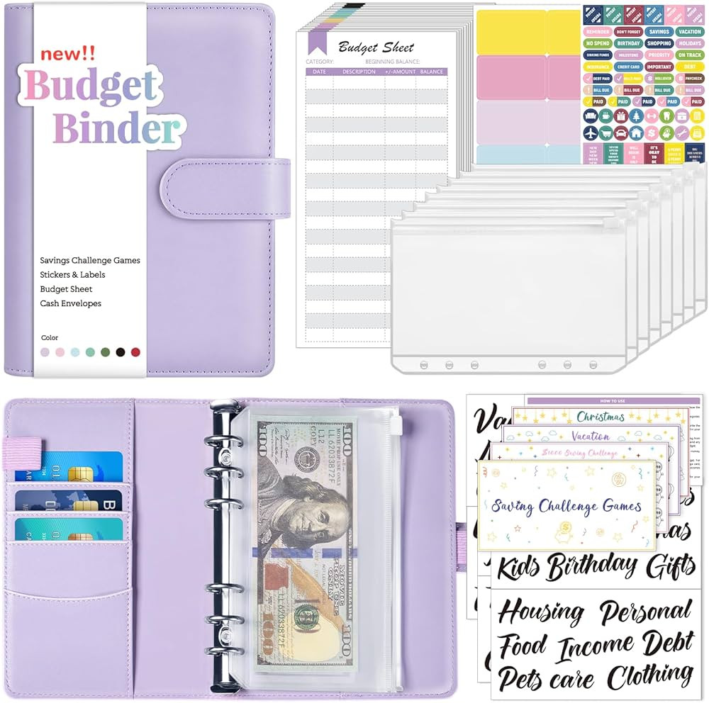 Sooez Budget Binder with Money Saving Challenge, Money Saving Binder with Cash Envelopes, Expense... | Amazon (US)