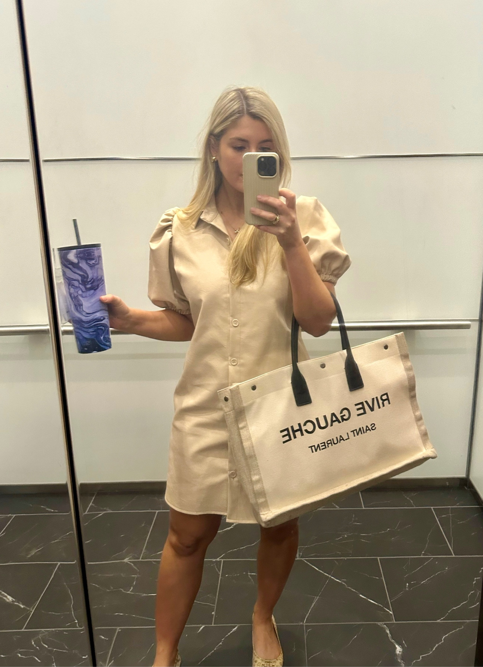 Office Dress - pleather cream balloon sleeve dress. 

#LTKworkwear #LTKunder50 #LTKstyletip