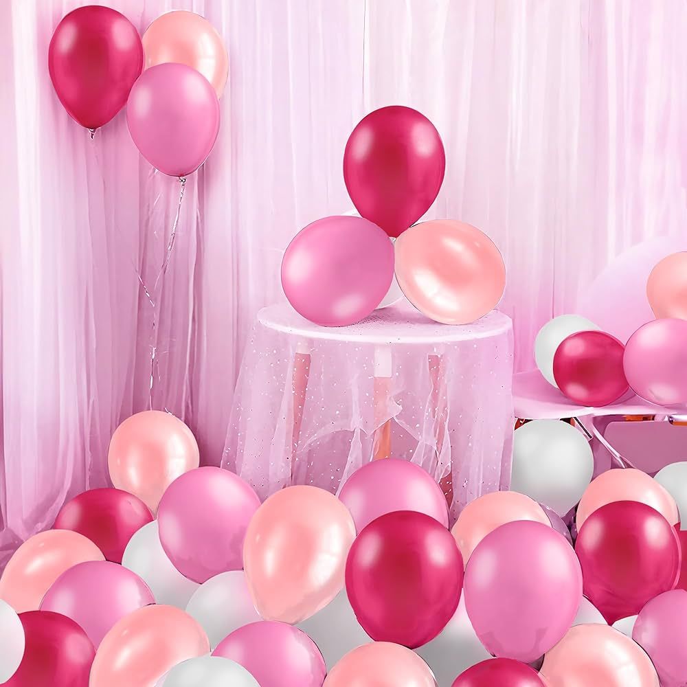 KatchOn, Pink Latex Balloons Arch Kit - 12 Inch, Pack of 60 | Fuchsia Pink Balloons for Galentine... | Amazon (US)