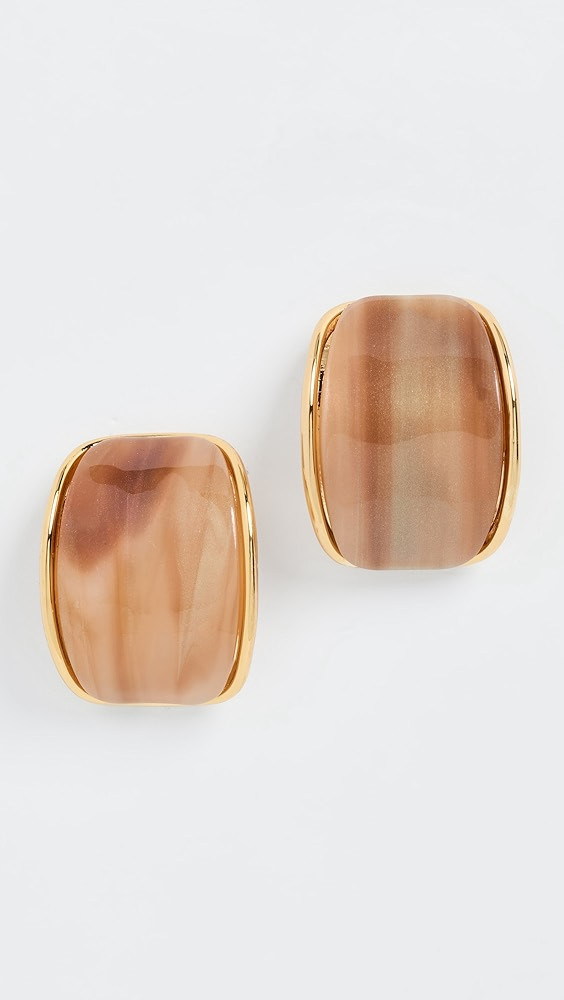 Colored Curved Stone Bezel Stud Earrings | Shopbop