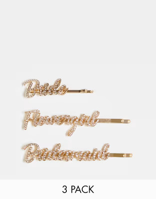 ASOS DESIGN 3-pack bridal hair clips in wedding party design | ASOS (Global)