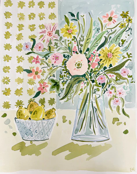 The Golden Rule, Flower Tablescape Series, Original 16x20 Watercolor | Evelyn Henson