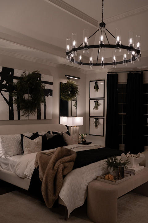 OMG YOU GUYS. Here it is! I Just finished my dream bedroom makeover and I can’t get over how magical it feels!! Every detail—the dramatic chandelier, plush layers, moody black accents, and luxe greenery—creates the perfect blend of cozy and sophisticated. This space feels like pure comfort, luxury, and style all wrapped into one unforgettable retreat! I am OBSESSED!  

 #LTKHoliday #LTKSeasonal #LTKHome