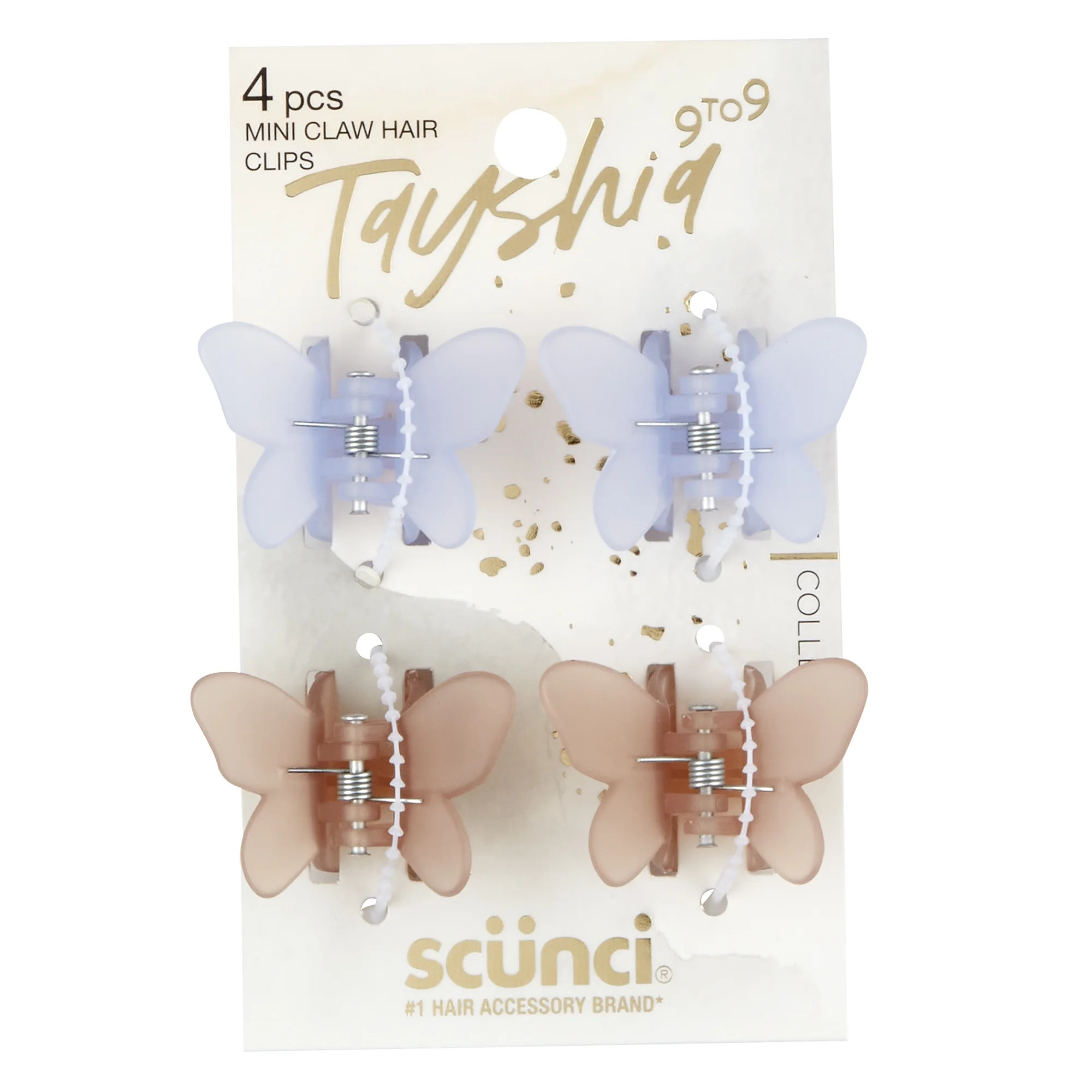 Tayshia by Scunci Mini Butterfly No-Slip Claw Clips, Lilac and Pink, 4 Ct | Walmart (US)