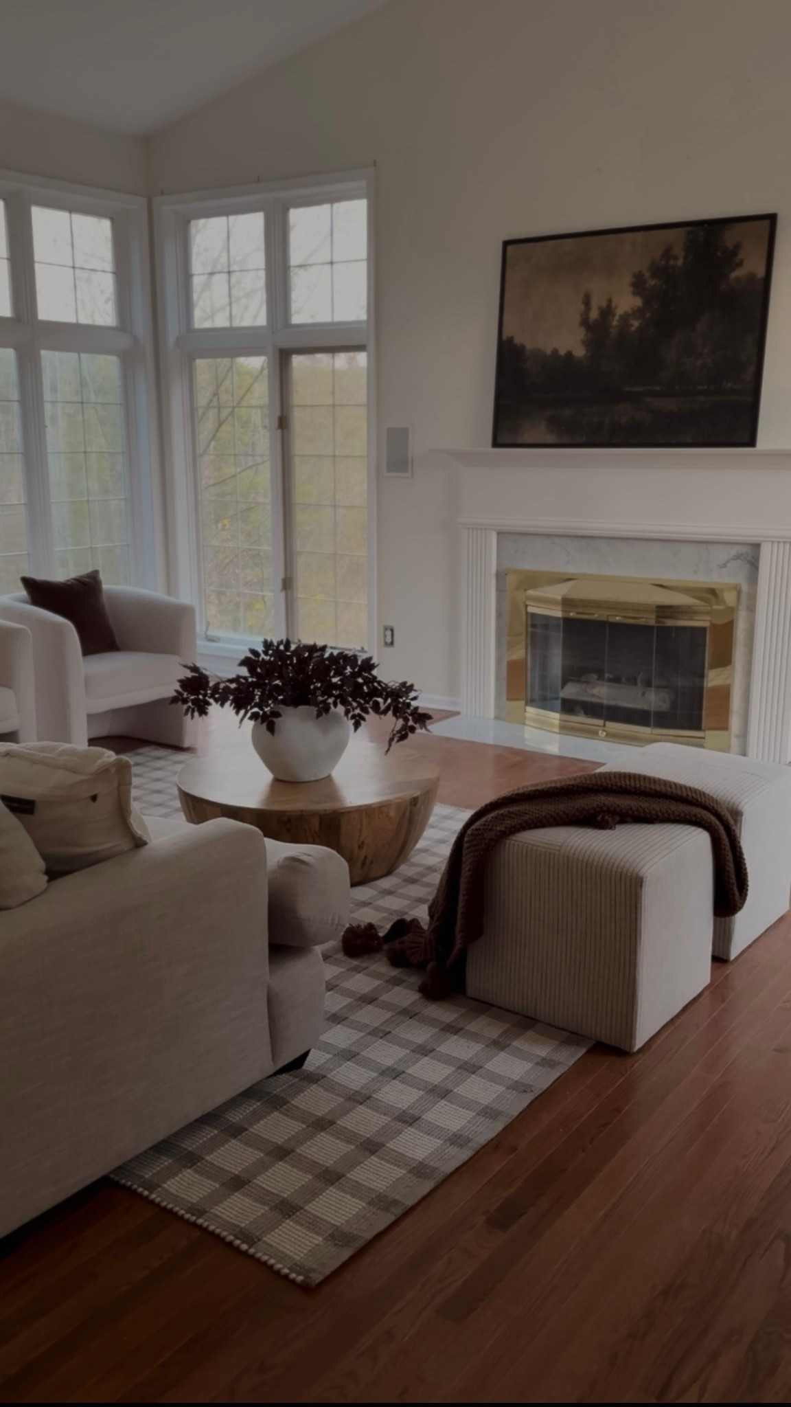 Prime day deals, prime day finds, neutral fall decor, neutral living room decor,  neutral living room Inspo, living room area rug, striped ottoman, throw blanket, large white case, round coffee table, wooden coffee table, fall florals, fall stems, neutral couch, beige couch, striped rug, plaid rug, fall rug, area rug, living room rug 

#LTKHome #LTKSeasonal #LTKSaleAlert