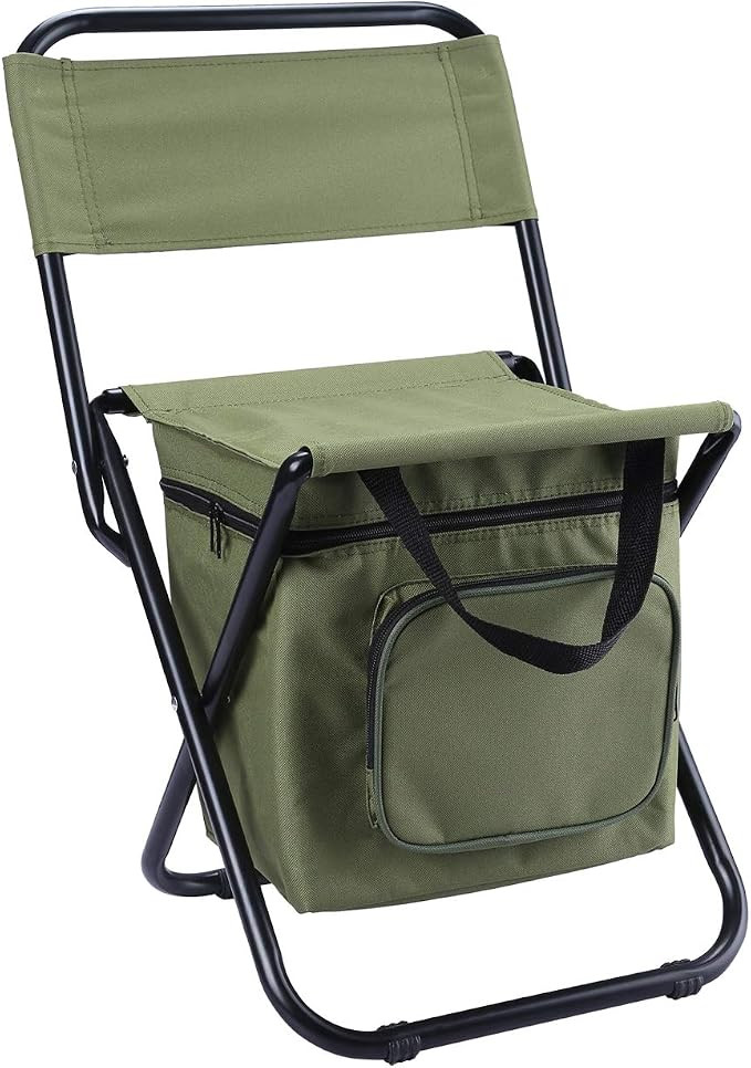 LEADALLWAY Fishing Chair with Cooler Bag Compact Fishing Stool Foldable Camping Chair | Amazon (US)