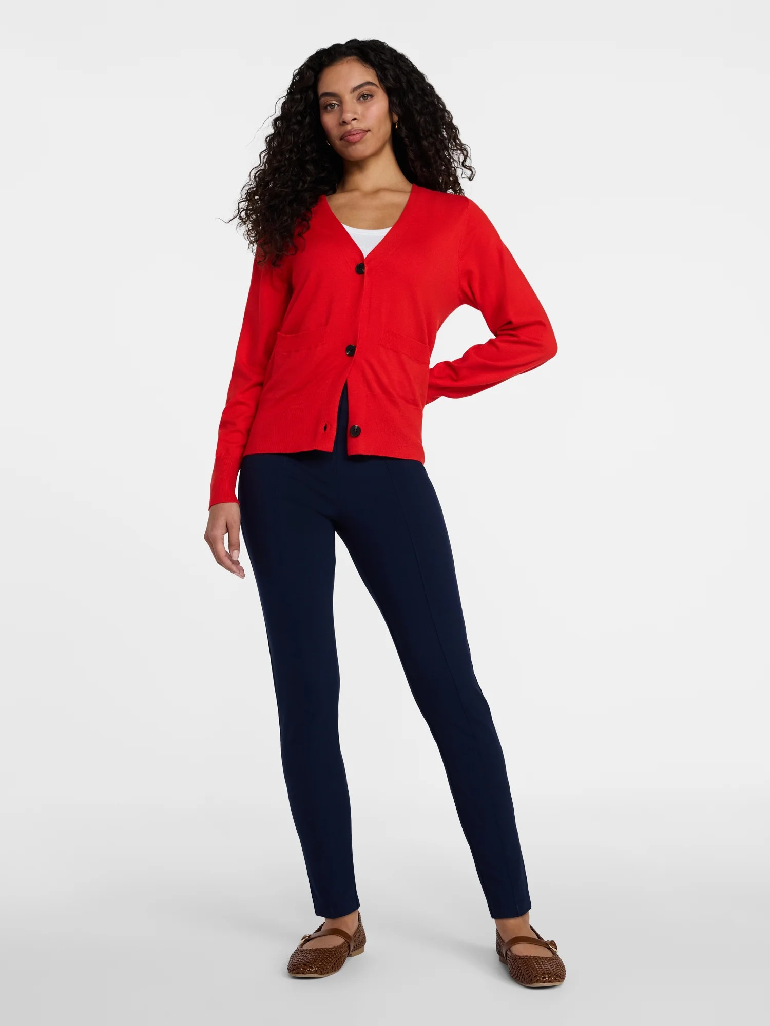 Time and Tru Women's V-Neck Cardigan Sweater, Lightweight, Sizes XS-XXXL | Walmart (US)