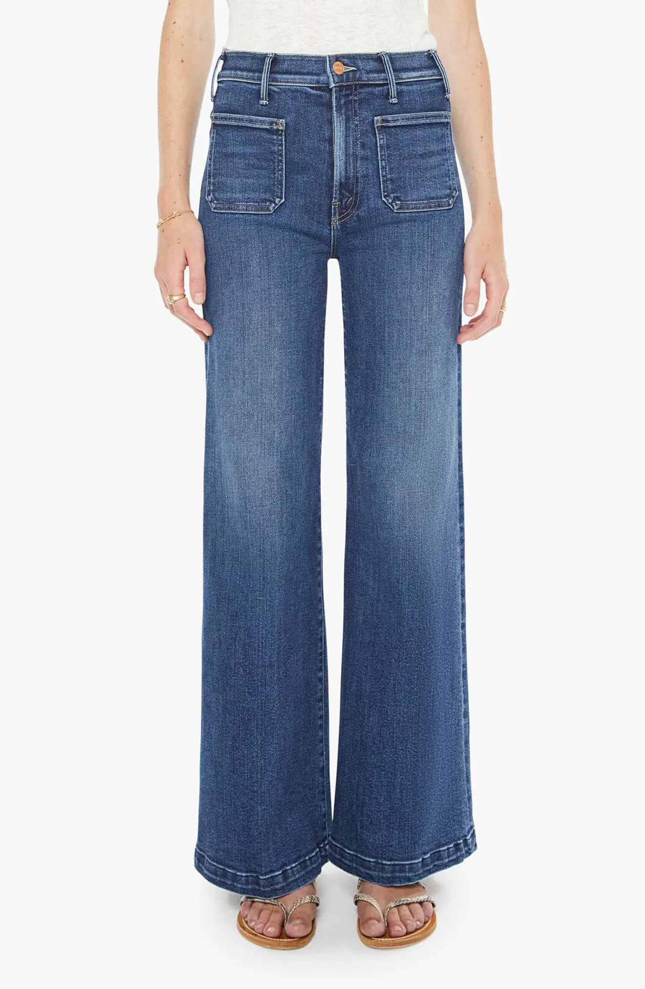 MOTHER Hustler Roller Patch Flare Leg Jeans in One Last Shot at Nordstrom, Size 28 | Nordstrom