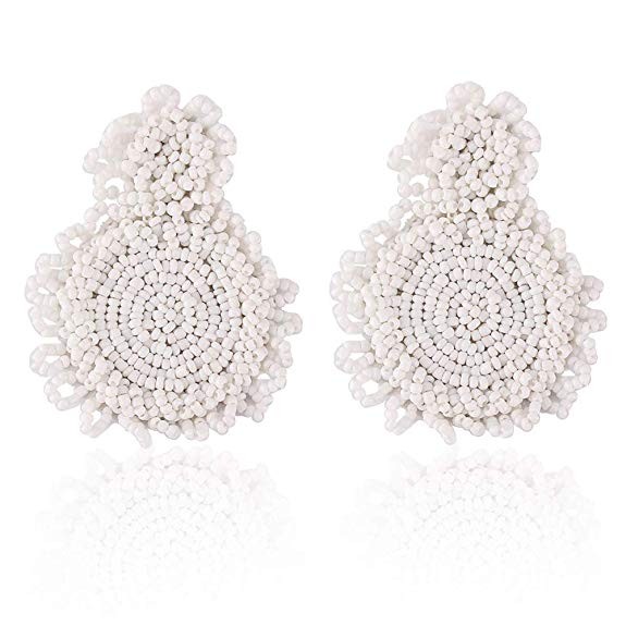 Statement Drop Earrings - Bohemian Beaded Round Dangle Earrings Gift for Women | Amazon (US)