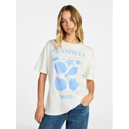 No Boundaries Washed Graphic Boyfriend Tee Women s XXS-XXL | Walmart (US)