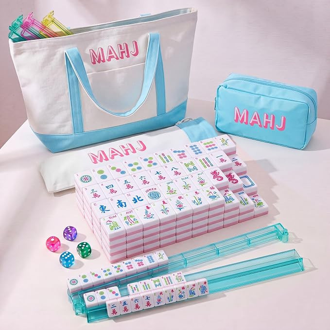 Ceenna American Mahjong Tile Set, 166 Tiles, 4 All-in-one Rack/Pushers, Complete Western Mahjong ... | Amazon (US)