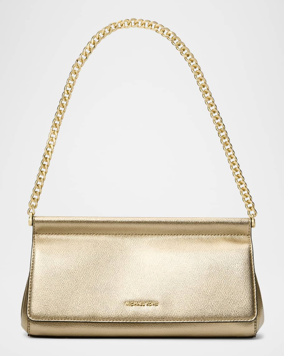 Medium Metallic Leather Clutch Bag | Neiman Marcus
