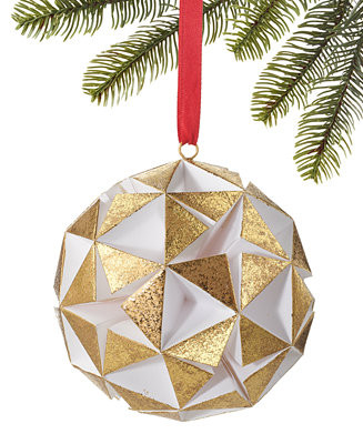 Holiday Lane Woodland White & Gold Star Paper Pattern Ornament, Exclusively at Macy's - Macy's | Macy's