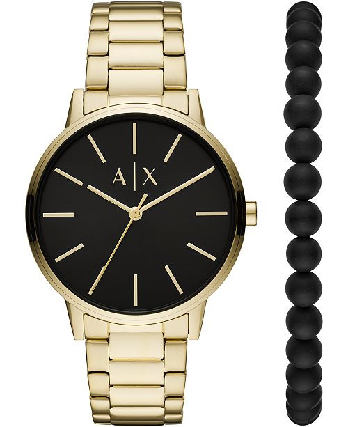 Men's Cayde Gold-Tone Stainless Steel Bracelet Watch 42mm Gift Set | Macys (US)