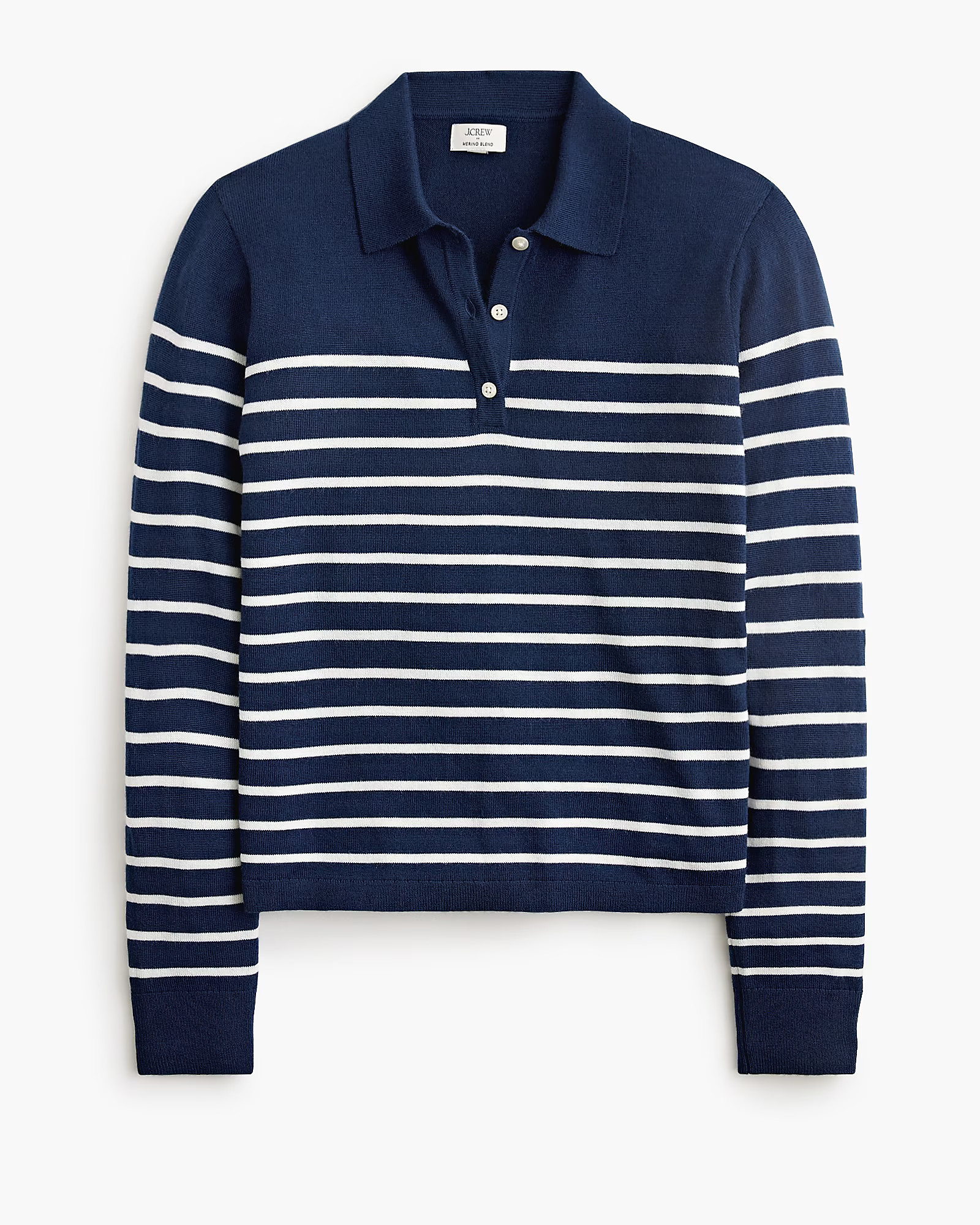 Striped merino wool-blend sweater-polo | J.Crew Factory