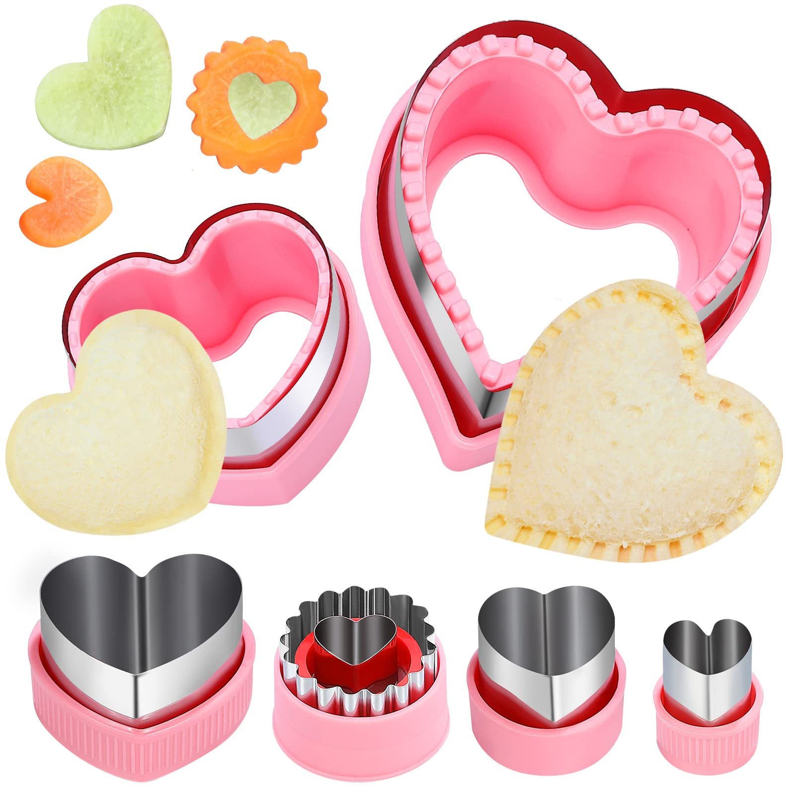 Heart Cookie Cutter Set, 6 Pcs Valentines Day Cookie Cutters, Sandwich Cutter and Sealer,Heart Sh... | Amazon (US)