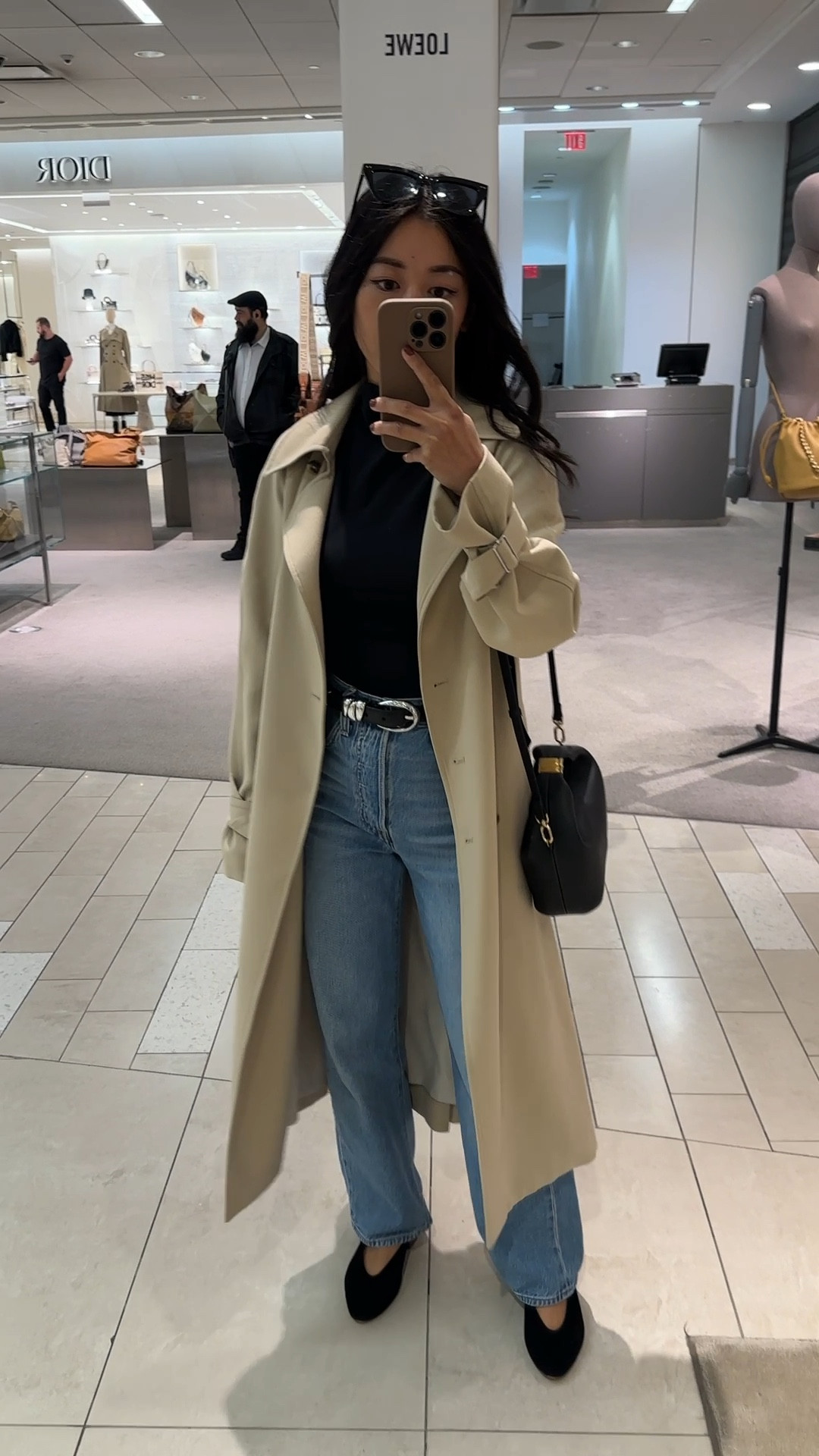 Favorite chic fall outfit staples 

• Levi’s Ribcage jeans 24x27 in “in the middle” wash - ultra high rise and a relaxed straight leg. looks cropped on the model but is full length and works with flats for me! 

• Oak and fort trench coat  xxs - use code JEANTRENCH for 20% off! Very loose fit (runs big), hits past midi length on me (5 ft). Despite being big, I wear this all the time! The material has a nice weight and drapes well, and the style is perfectly effortless. I usually wear it open with the belt tied tightly in the back. Sleeves are a little long but you can use the wrist cinches which helps! I’ve machine washed this trench coat on a gentle cycle and hung dry with no issues. 

• mock neck top Xs 

• Sezane flats size 5 with heel lifting inserts added 

• Madewell triple metal belt xxs

 

#LTKSeasonal #LTKStyleTip