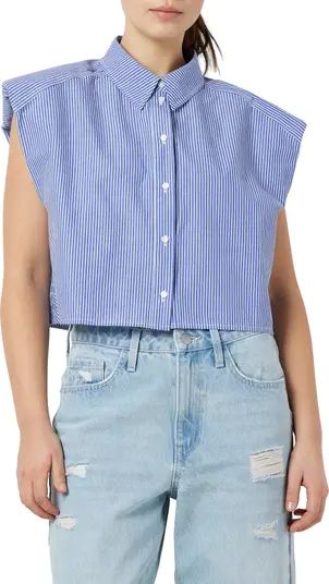 Katrine Stripe Crop Button-Up Shirt | Nordstrom