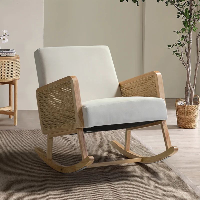 Adena Rocking Chair With Rattan Arms | Wayfair Professional