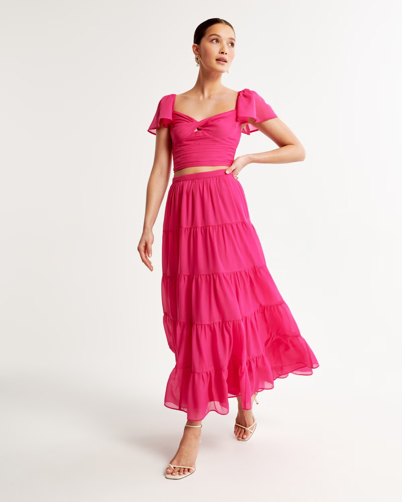 Flowy Tiered Maxi Skirt | Abercrombie & Fitch (US)