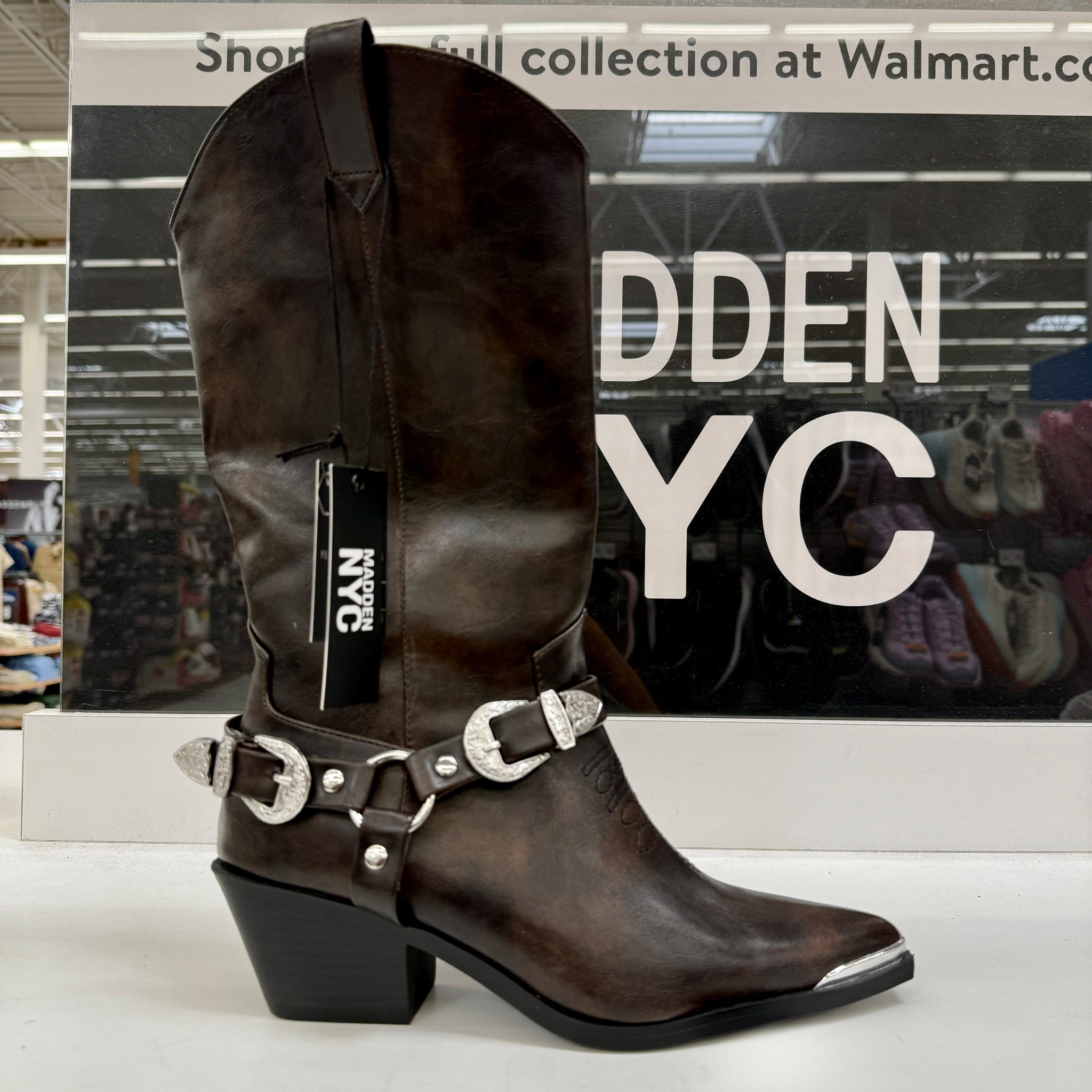 walmart finds madden nyc western boots cowboy boots buckle detail pointed toe fall style winter outfits trendy footwear affordable fashion everyday style wardrobe staples