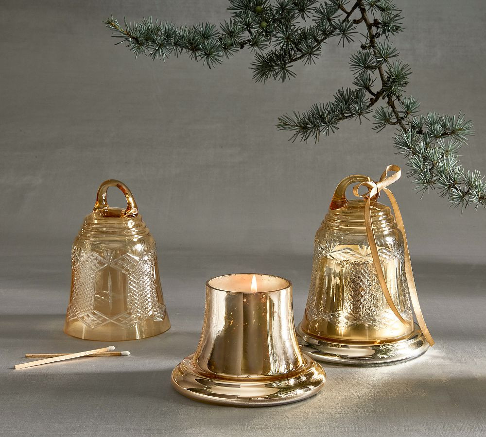 Cut Glass Bell Candle - Winter Spruce | Pottery Barn (US)