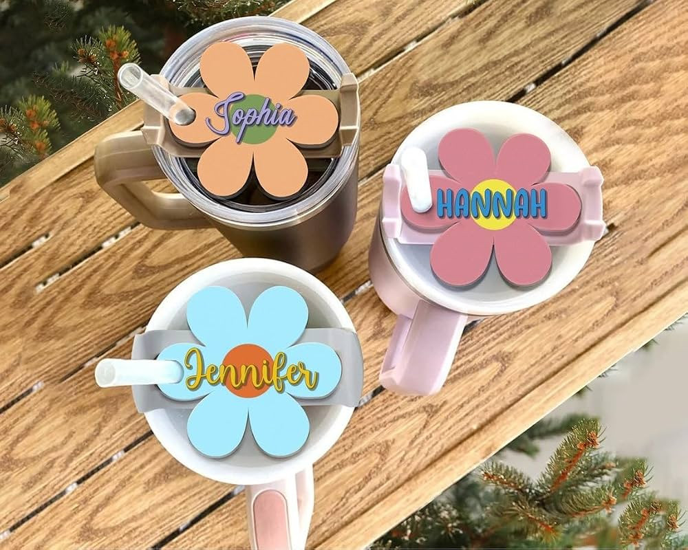 Personalized Stanley Tumbler Topper, Flower Stanley Topper, Stanley Cup Accessory, Tumbler Name T... | Amazon (US)
