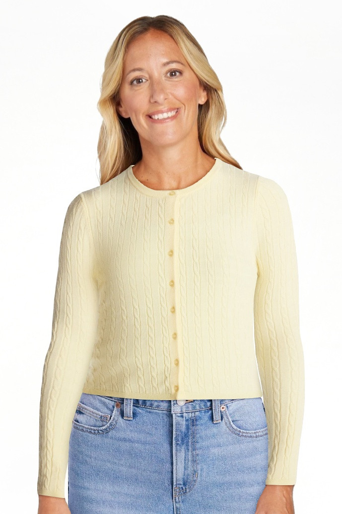 No Boundaries Cable Knit Crewneck Cardigan, Women's XXS-4X | Walmart (US)
