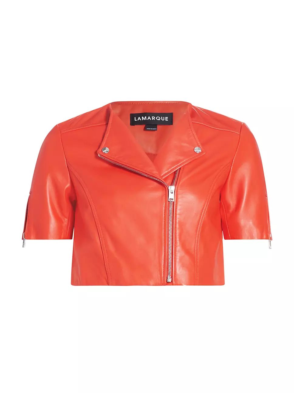 Lamarque Kirsi Leather Crop Biker Jacket | Saks Fifth Avenue