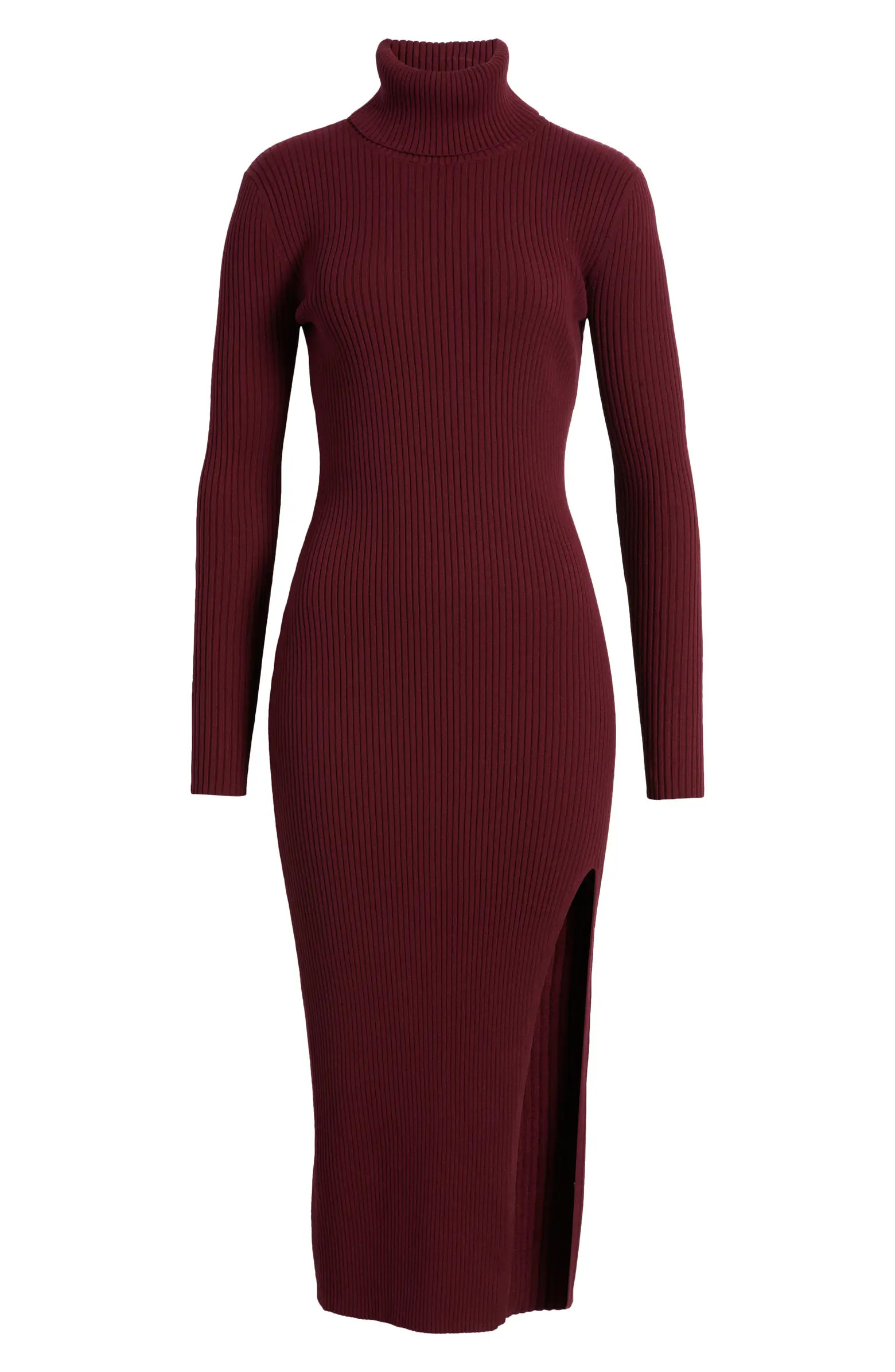 Rib Long Sleeve Turtleneck Sweater Dress | Nordstrom