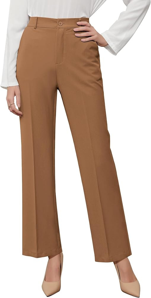 GRAPENT Pants for Women Work High Waisted Dress Pants Business Casual Relaxed Fit Straight Leg El... | Amazon (US)