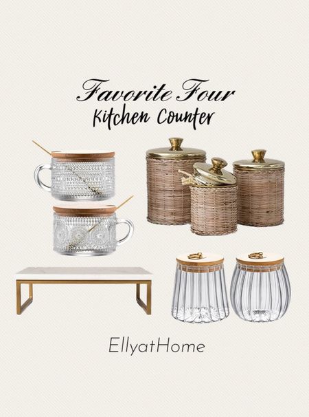Favorite four kitchen counter accessories. Elegant touches with canister sets, vintage coffee glasses, marble stand. Shop more kitchen counter accessories and favorite appliances. Amazon, target, Walmart. 

#LTKsalealert #LTKhome #LTKfindsunder50