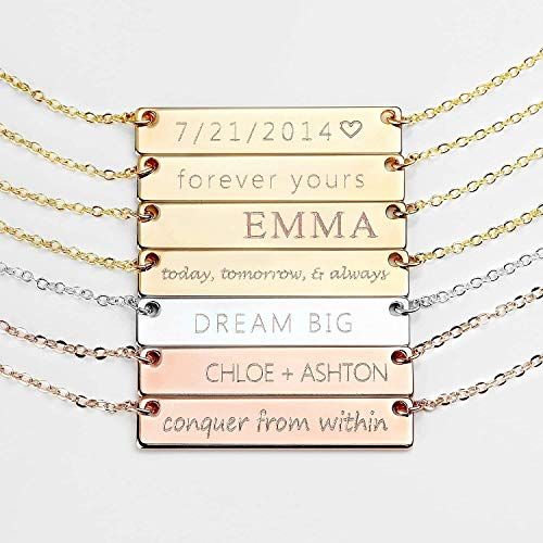 Personalized Necklace for Women Graduation Gift Mothers Day Gift for Her Silver Name Plate Bar Go... | Amazon (US)