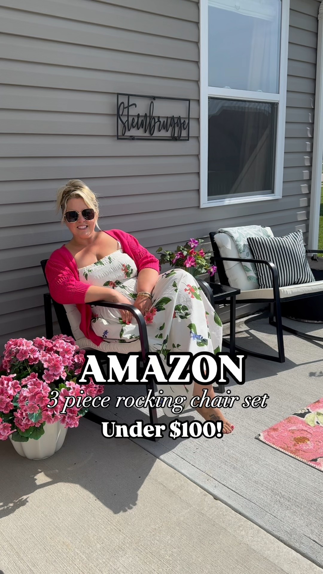 Loving this 3 pc patio rocking chair set, comes with 2 chairs + 1 table & comes in other colors too! 

#LTKFindsUnder100 #LTKHome #LTKStyleTip