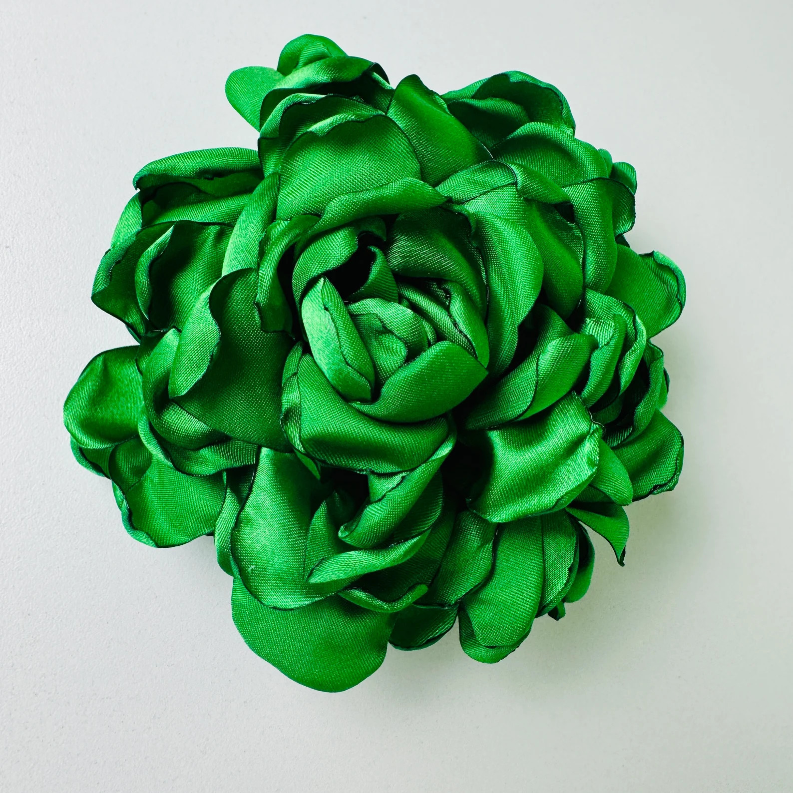 Large Green Flower Brooch, Saint Patrick’s Day Fabric Pin Rose, Handmade Satin Flower Gift | Etsy (US)