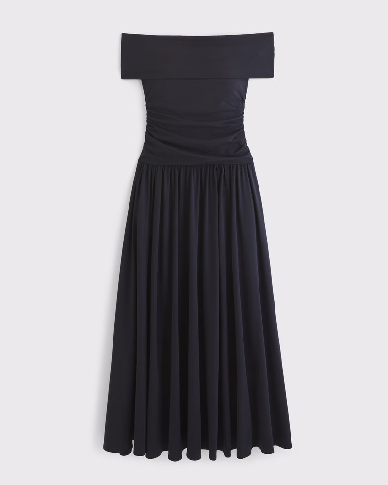Abercrombie & Fitch Women's Off-The-Shoulder Knit Maxi Dress in Black - Size XXS | Abercrombie & Fitch (US)