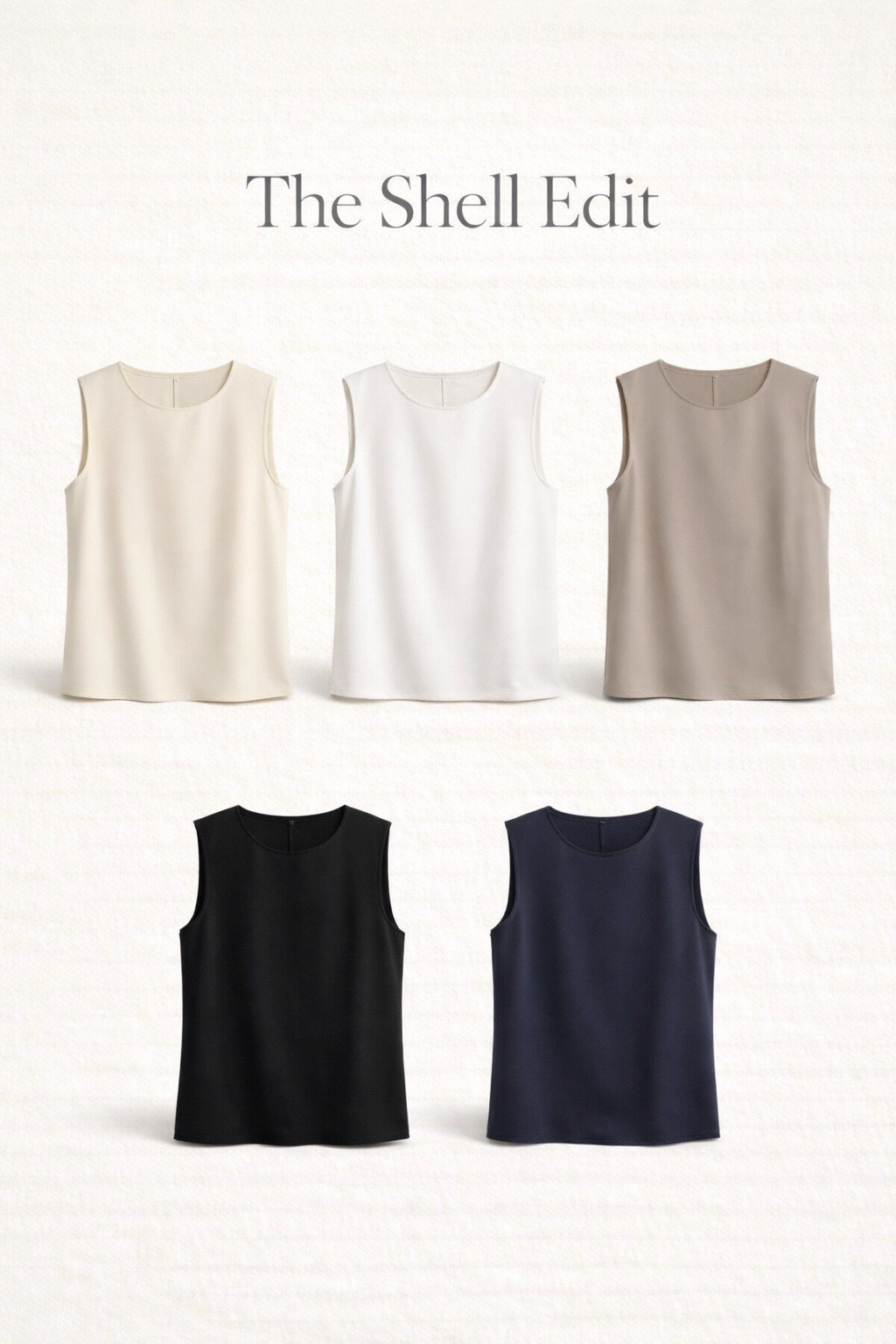 Polished shell tops that make blazers, trousers, and workwear outfits feel cleaner and easier to repeat.