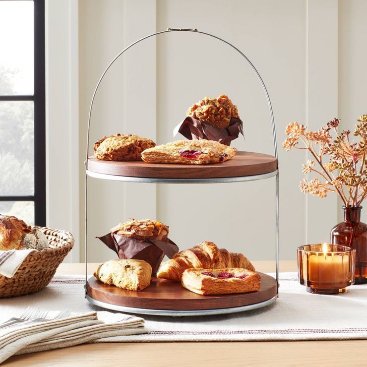 2-Tier Wood & Metal Cake Stand - Hearth & Hand™ with Magnolia | Target