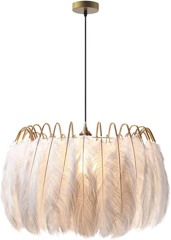 KCO Lighting Nordic White Feather Chandelier Minimalist Decor Pendant Light Beautiful Adjustable ... | Amazon (US)