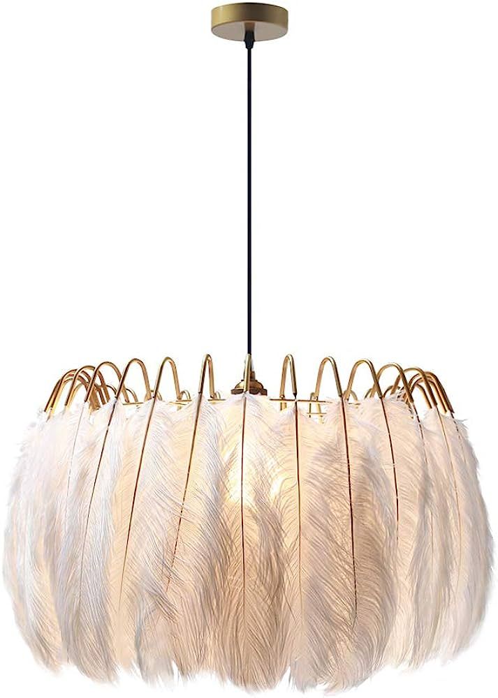 KCO Lighting Nordic White Feather Chandelier Minimalist Decor Pendant Light Beautiful Adjustable ... | Amazon (US)