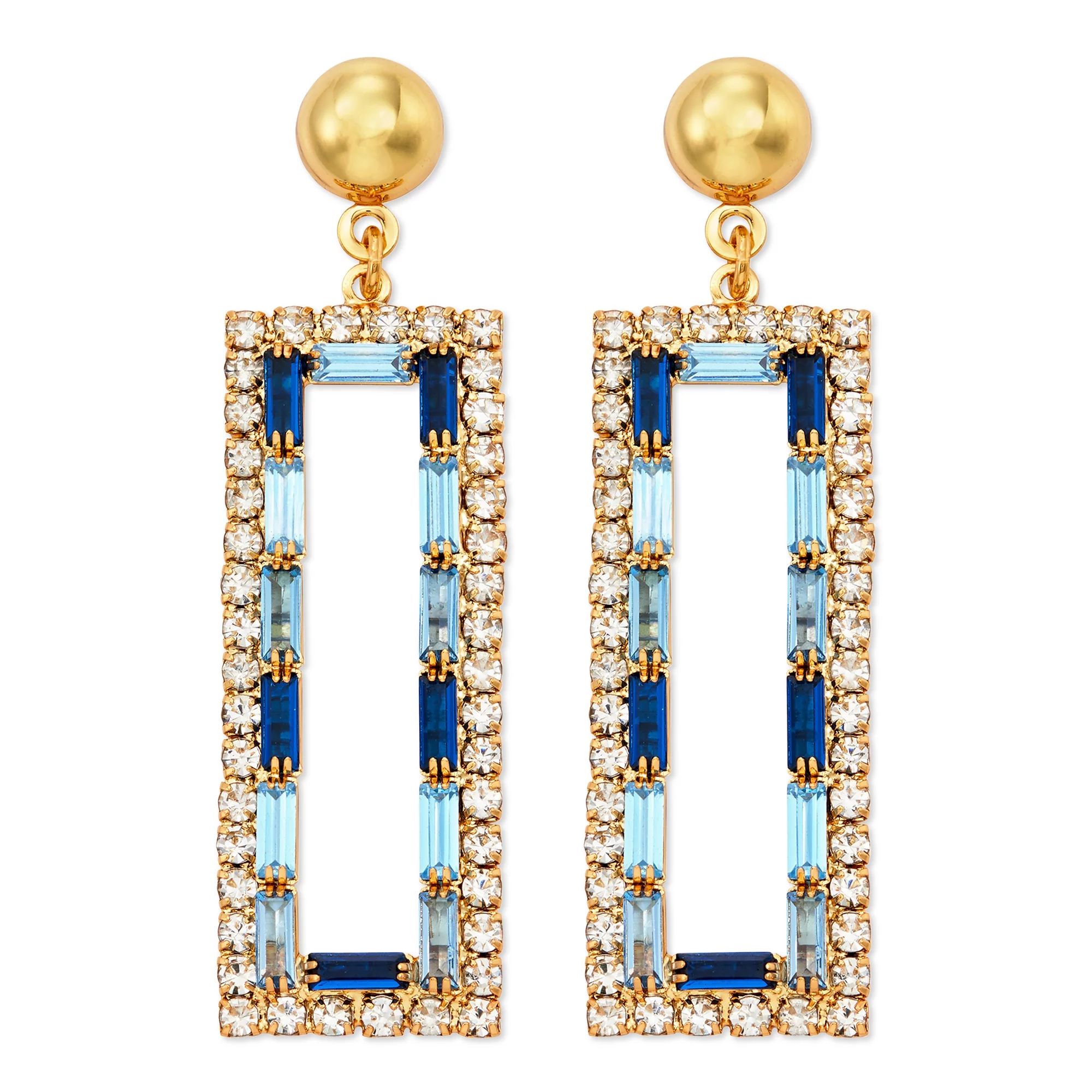 Scoop 14K Gold Flash-Plated Crystal Drop Statement Earrings | Walmart (US)